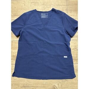 FIGS‎ Technical Collection Scrub Top Womens Medium Navy Blue V-Neck Medical